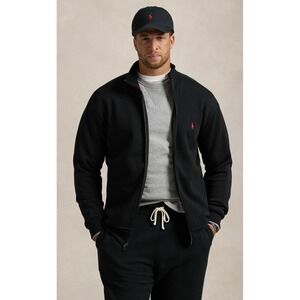 Polo Ralph Lauren Mens Full Zip Ribbed Sweater‎ Black Red Pony Logo Size M